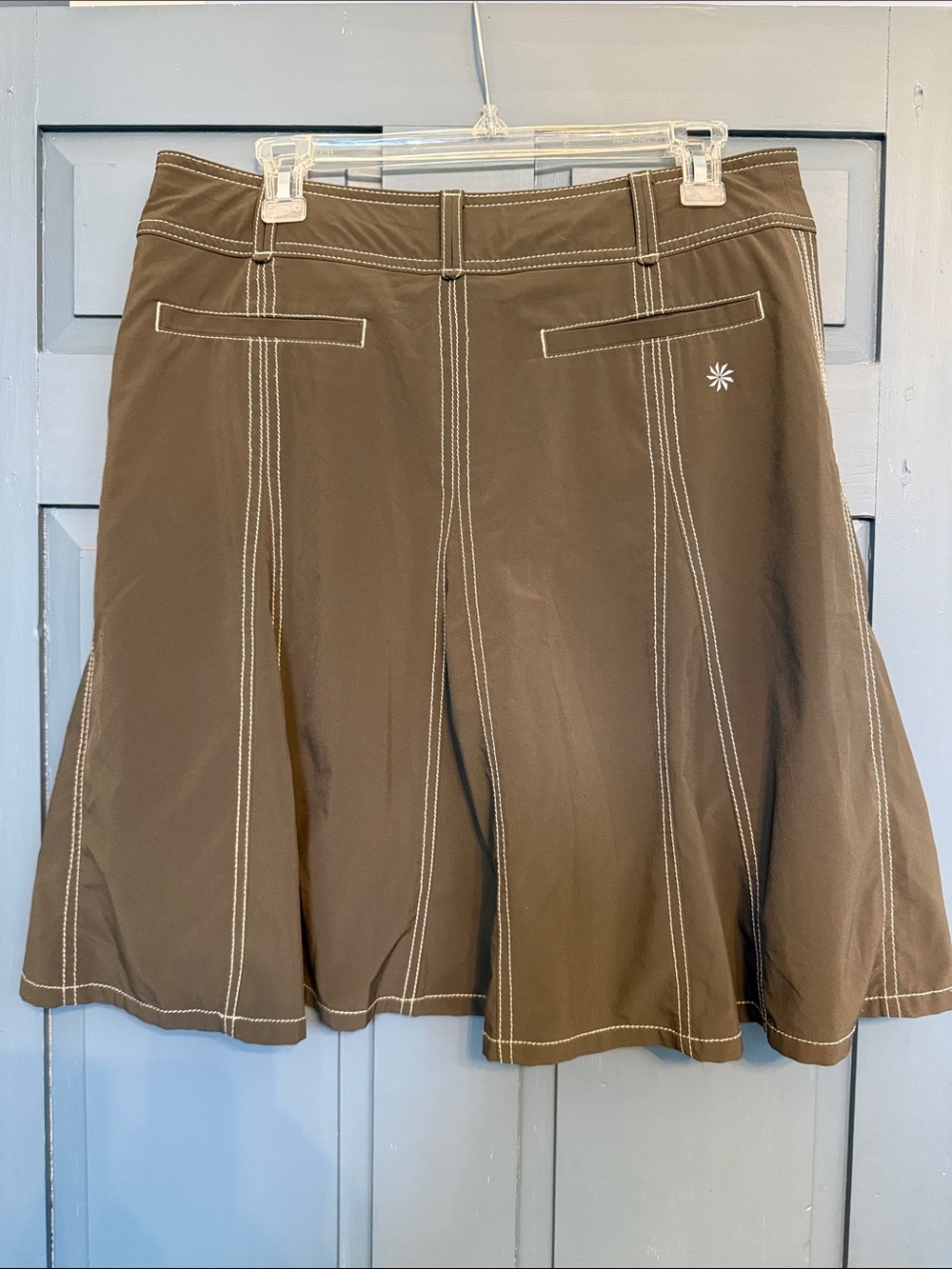Women's Athleta Brown A-Line Stitch-Detail Skort - Picture 3 of 4